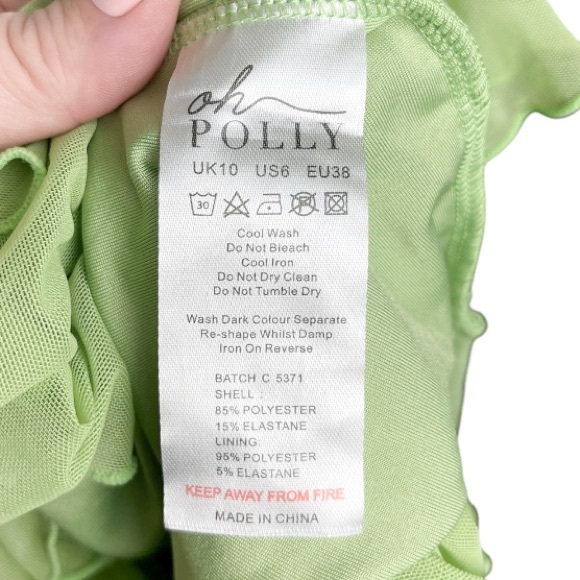 Oh Polly Ivelisse Ruffle Trim Asymmetric Dress in Green Size 6 - Picture 11 of 11